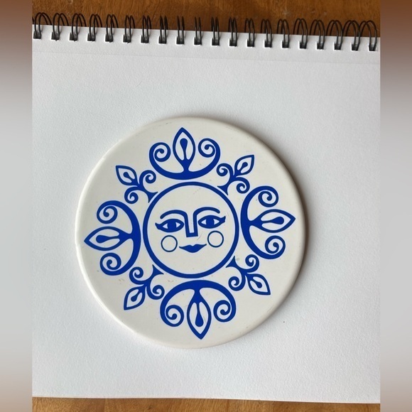 Other - 💙🤍💙 Ceramic Sun Greek Trivet wall hanging cottagecore wall hanging collage